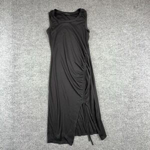 2 SAINTS Dress Womens Small Black Ruched Tank Bodycon Knit Side Slit Casual